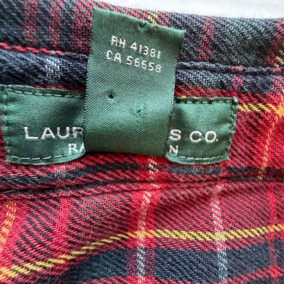 Ralph Lauren Woman’s S Red and Dark Green Plaid Flannel Shirt 100% Cotton - Picture 8 of 11